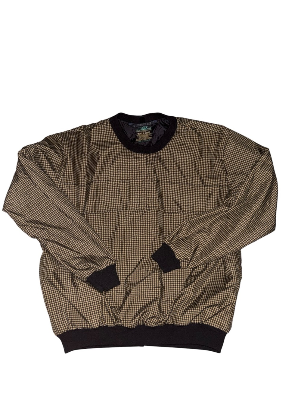 Men's Crewneck Sweater in Black & Tan Check